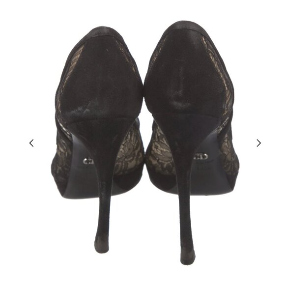 Dior Black Lace Peep-Toe Heels - Picture 9 of 14